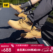 卡特（CAT）中幫大黃靴馬丁靴男鞋經(jīng)典款牛皮戶(hù)外透氣工裝靴子男Ealing2.0 黃色P110973 42