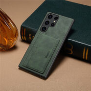 佑瑟三星S20/S21/S22/S23/S24/S25超薄+支架Ultra一體卡包Plus仿皮FE手機殼Edge插卡5G身份證Note10/20 【D08支架款-復古綠】 三星Galaxy Note20