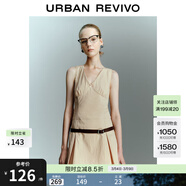 UR春季新款女裝拼接蕾絲V領(lǐng)超短款連衣裙UYY750036 卡其 (領(lǐng)口偏低) L