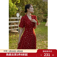 獨束大碼女裝法式小翻領(lǐng)連衣裙女夏季新款遮肉顯瘦雪紡裙子 紅色(dy) M （尺碼：1）