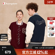 Champion【丁禹兮同款】冠軍棒球服外套女2025秋季新款復古美式棒球衫男 海軍藍拼米白 S