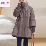 啄木鳥(niǎo)（TUCANO）a字版輕奢時(shí)尚中長(cháng)款棉服女冬季2025新款小個(gè)子加厚感寬松女 咖色 M (105斤以?xún)?