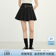 范思藍恩范思藍恩時(shí)尚少女感百褶高腰短裙2025春季新款半身裙11056 黑色 L