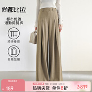 尚都比拉秋裝新款闊腿褲女颯美利落氣質(zhì)通勤OL帥氣御姐風(fēng)顯瘦褲子 卡駝色 M