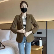 西裝外套韓版2026新款春秋休閑設計修身小個(gè)子開(kāi)叉氣質(zhì)西服潮流 駝色 XL  建議116-125斤