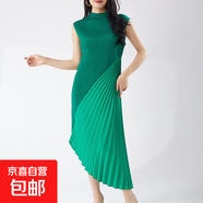高端連衣裙夏季女裝高級感新款不規則拼接氣質(zhì)優(yōu)雅禮服裙 綠色 均碼