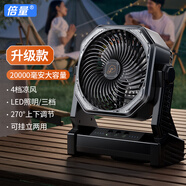 倍量（Doublepow）充電風(fēng)扇戶外露營(yíng)大風(fēng)力超長(zhǎng)續(xù)航便攜桌面家用宿舍床上風(fēng)扇 【升級(jí)續(xù)航/20000毫安時(shí)】黑色