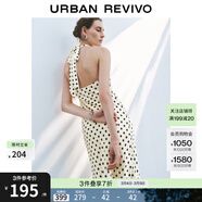 UR秋季新款女法式氣質(zhì)波點(diǎn)掛脖系帶露背連衣裙UWG750197 米黃 (領(lǐng)口偏低) S