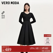 VEROMODA連衣裙女秋新款針織拼接百褶連衣裙赫本小黑裙優(yōu)雅百搭氣質(zhì) 黑色 XS