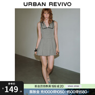 UR夏季新款女裝格雷系百褶翻領(lǐng)無(wú)袖連衣裙UWG750100 暖灰 XL
