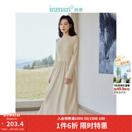 茵曼（INMAN）2025秋冬女裝新款燈芯絨連衣裙新品長(cháng)袖休閑針織禮服中長(cháng)裙子 淡香杏-18348357H1 S