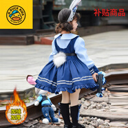 G.duck朱迪兔女童洛麗塔連衣裙cos警官加絨秋冬兒童服裝迪士尼公主裙子 [加絨]兔子朱迪警官裙【送襪子】 120 cm