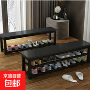 換鞋座椅家用門(mén)口可坐鞋柜長(cháng)板凳凳子浴室更衣室條凳健身房休息 A黑面+黑架 三層放鞋/長(cháng)240寬35高56cm