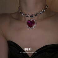 MHFDO歐美風(fēng)玻璃鉆耳釘愛(ài)心項鏈套裝 項鏈