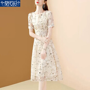 莫代爾連衣裙女夏季2026新款時(shí)尚收腰顯瘦雪紡碎花裙子中長(cháng)裙子印花裙子 MX-9-3035_花色 L