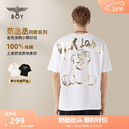 BOY LONDON夏季短袖情侶男女同款小熊涂鴉滿(mǎn)印潮牌T恤N01909 白色 L 此款偏大，建議拍小一碼