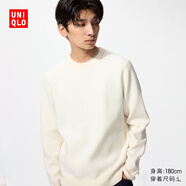 優(yōu)衣庫男裝女裝羅紋圓領(lǐng)針織衫/長(cháng)袖毛衣毛衫481722 478548 481722/01乳白色 L