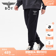 BOY LONDON男女同款長(cháng)褲經(jīng)典老鷹潮牌休閑黑色束腳褲N15803 黑色 L