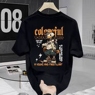 美特斯邦威（Meters Bonwe）美式痞帥重磅純棉短袖T恤青年男女款夏季ins潮牌寬松休閑 黑色 4XL _建議190-220斤