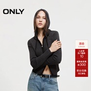 ONLY秋冬通勤風(fēng)時(shí)尚顯瘦連帽條紋針織衫女|124313017 H1Z 黑色 S (160) 80A