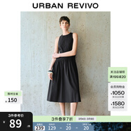 UR春季新款女裝簡(jiǎn)約氣質(zhì)純色拼接無(wú)袖連衣裙UWM750038 黑色 XS