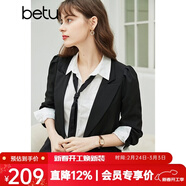 betu百圖女裝休閑小西裝女款通勤西服外套JD2101T29 黑色2 S