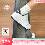 Kappa卡帕背靠背女鞋春季厚底小白鞋子女板鞋新款情侶鞋百搭休閑運動(dòng)鞋 經(jīng)典白/海昌藍 38