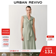 UR2025夏季新款女裝慵懶風(fēng)休閑披肩拼接無(wú)袖連衣裙UWM750065 白綠 XL