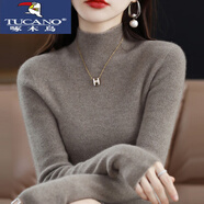 啄木鳥(niǎo)（TUCANO）特價(jià)撿漏羊絨衫女半高領(lǐng)秋冬加厚緊身毛衣內搭羊毛打底衫女裝 金駝色 XL