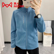 貓人（MiiOW）秋冬季加絨衛衣抓絨衣女男搖粒絨外套加厚保暖防風(fēng)立領(lǐng)沖鋒衣內膽 ZZ669牛仔藍-女 M