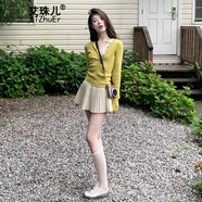艾珠兒（Aizhuer）連衣裙2024新款針織衫長(zhǎng)袖氣質(zhì)修身獨(dú)特別致上衣百褶半身裙子套裝 單半裙 M