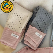 G.duck小黃鴨女童打底褲新款2025波點(diǎn)堆堆一體加絨彈力女寶寶幼兒園保暖 灰色 波點(diǎn)加絨打底褲 90