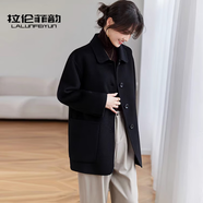 拉倫菲韻高端品牌雙面羊絨大衣女中長(cháng)款秋冬新款氣質(zhì)寬松小個(gè)子羊毛呢外套 黑色 L 【130-170斤】