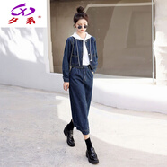 夕系清倉減齡洋氣裙子牛仔裙春秋裝2026春秋新款氣質(zhì)女裝套裝兩件套 牛仔外套+半身裙 兩件套 M 牛仔外套+半身裙 兩件套