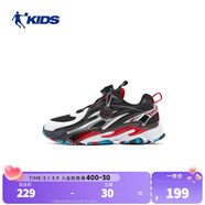 喬丹（QIAODAN）商場(chǎng)同款童鞋男童休閑鞋春季新款新年鞋老爹鞋運動(dòng)鞋 黑色/極光紅 35 碼