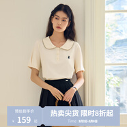 獨束大碼女裝減齡娃娃領(lǐng)休閑POLOT恤2024年夏季新款簡(jiǎn)約氣質(zhì)上衣 米杏色 M (尺碼：1) 拍前和客服確認尺碼