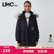 金羽杰冬季新潮羽絨派克服女中長(cháng)款大毛領(lǐng)連帽拼接羽絨服女士Y21606161