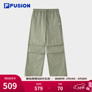 FILA FUSION斐樂(lè )潮牌梭織長(cháng)褲女夏季新款休閑寬松工裝闊腿褲 翞灰綠-GN M 165/66A/M
