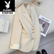 花花公子（PLAYBOY）2025春裝新款設計感薄荷綠西裝外套女韓系洋氣休閑小西服 2024米白色2025 常規 M 建議100-110斤