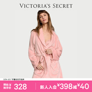維多利亞的秘密 秋冬加厚毛絨睡袍浴袍女柔軟舒適系帶居家睡衣送禮送老婆 10T1嫩粉色-短款 11238731 M /L