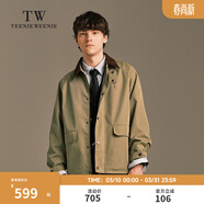 Teenie Weenie小熊男裝秋冬新款夾克男簡(jiǎn)約復古潮流寬松底特律翻領(lǐng)獵裝夾克外套 深卡其色 L