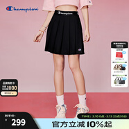 Champion冠軍百褶裙女2024夏季新款A字裙休閑短裙校園風(fēng)簡(jiǎn)約百搭 黑色 M