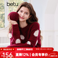 百圖betu女裝2025春季新款毛衣圓領(lǐng)寬松時(shí)尚大波點(diǎn)套頭毛衫女2501T02 紅色 L