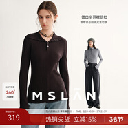 MSLAN巴素蘭羊毛坑條針織衫2025冬季新款個(gè)性毛邊通勤套頭打底衫 暮光紫 M