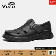 VOLO犀牛涼鞋夏季沙灘鞋戶(hù)外鏤空涼皮鞋透氣休閑鞋洞洞鞋男 黑色 【夏季透氣】 42