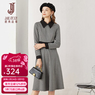 經(jīng)典故事（JANE STORY）千鳥(niǎo)格連衣裙女秋冬2024新款高端氣質(zhì)內搭配大衣襯衫領(lǐng)打底裙子 R73 黑杏格 2XL