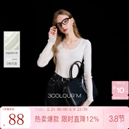 三彩2025冬季新款【抗起球】修身針織衫蕾絲V領(lǐng)打底衫長(cháng)袖M 云朵白 M 160/84A