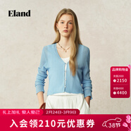 ELAND衣戀毛針織衫女心形領(lǐng)薄款下擺波浪舒適短開(kāi)衫2025夏季新款 藍色(50)Blue M /165