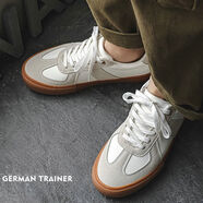 無(wú)疆妙品男士德訓鞋夏季款學(xué)生滑板鞋皮面式休閑阿甘百搭覆古小鞋 灰色 43 43