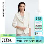 朗姿三醋酸Basic衣櫥白色女士小西裝外套夏新款西服明星同款 米白色3 M